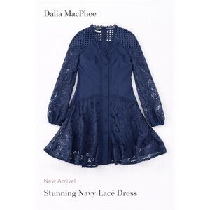 Dalia MacPhee Blue Lace Fit & Flare Dress Size M